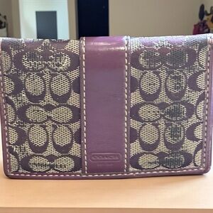 Coach Purple Signature ID Card Case / Small Wallet